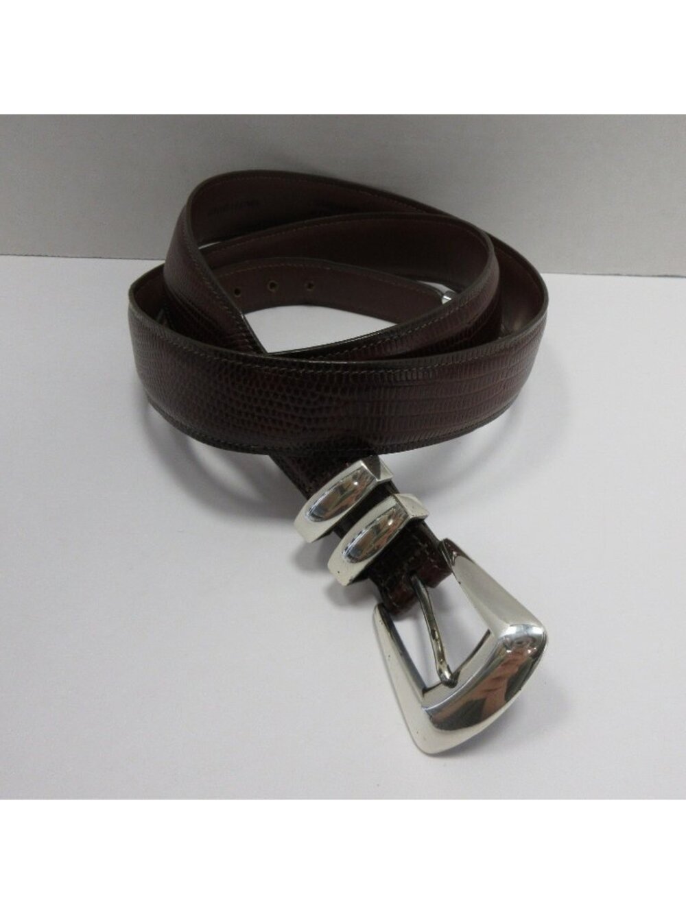 Crookhorn Belt 44 Genuine Leather Western Silver Buckle Handmade USA